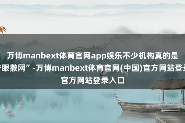 万博manbext体育官网app娱乐不少机构真的是“闭着眼撒网”-万博manbext体育官网(中国)官方网站登录入口